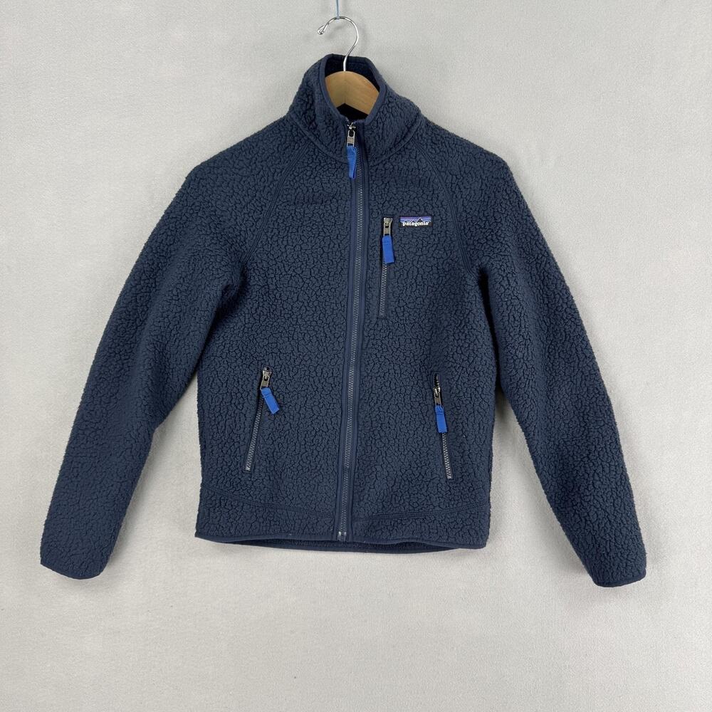 Patagonia Retro Pile Fleece Jacket Mens XS Blue Full Zip Up Sherpa Pockets
